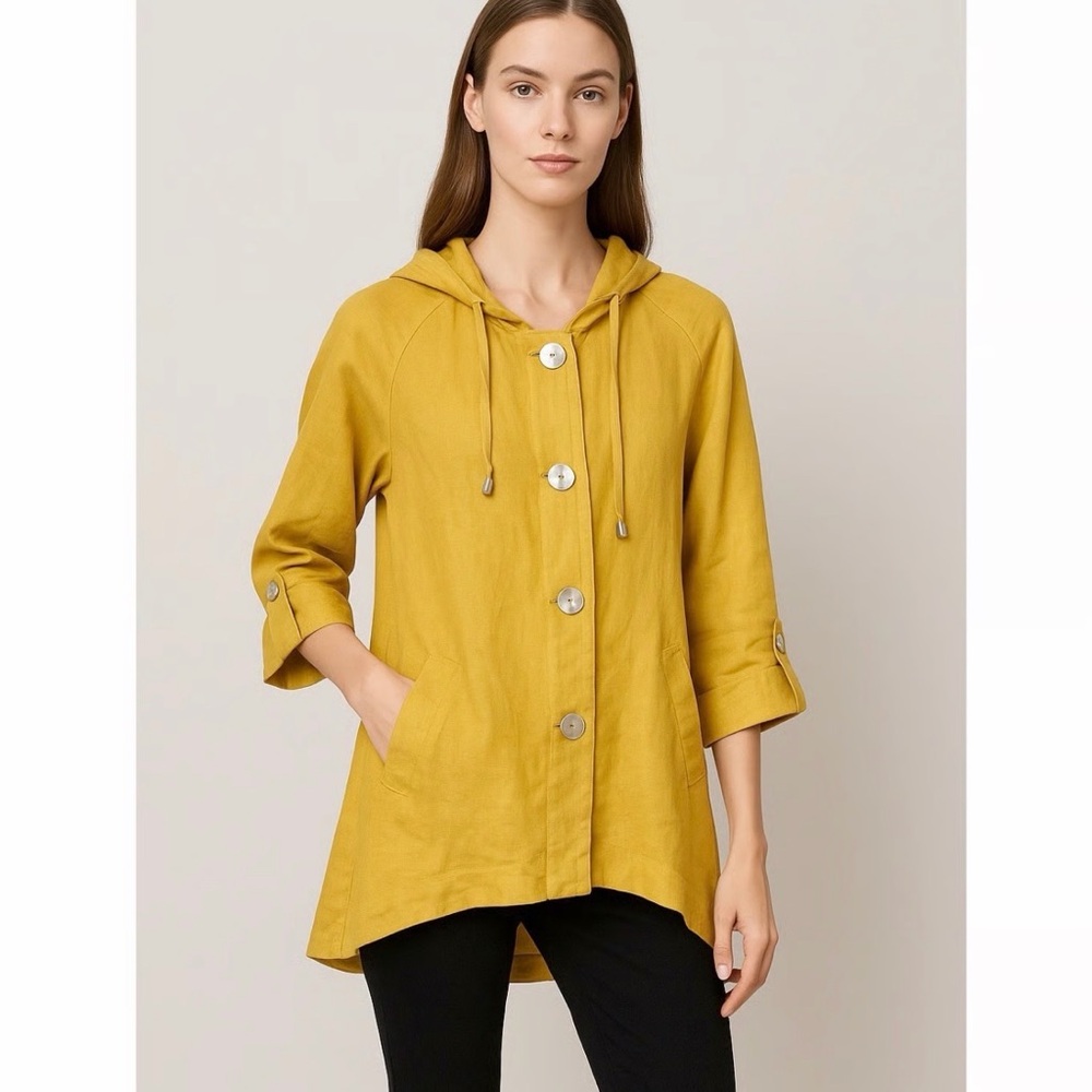 Jones New York Linen Mustard Yellow Top/jacket